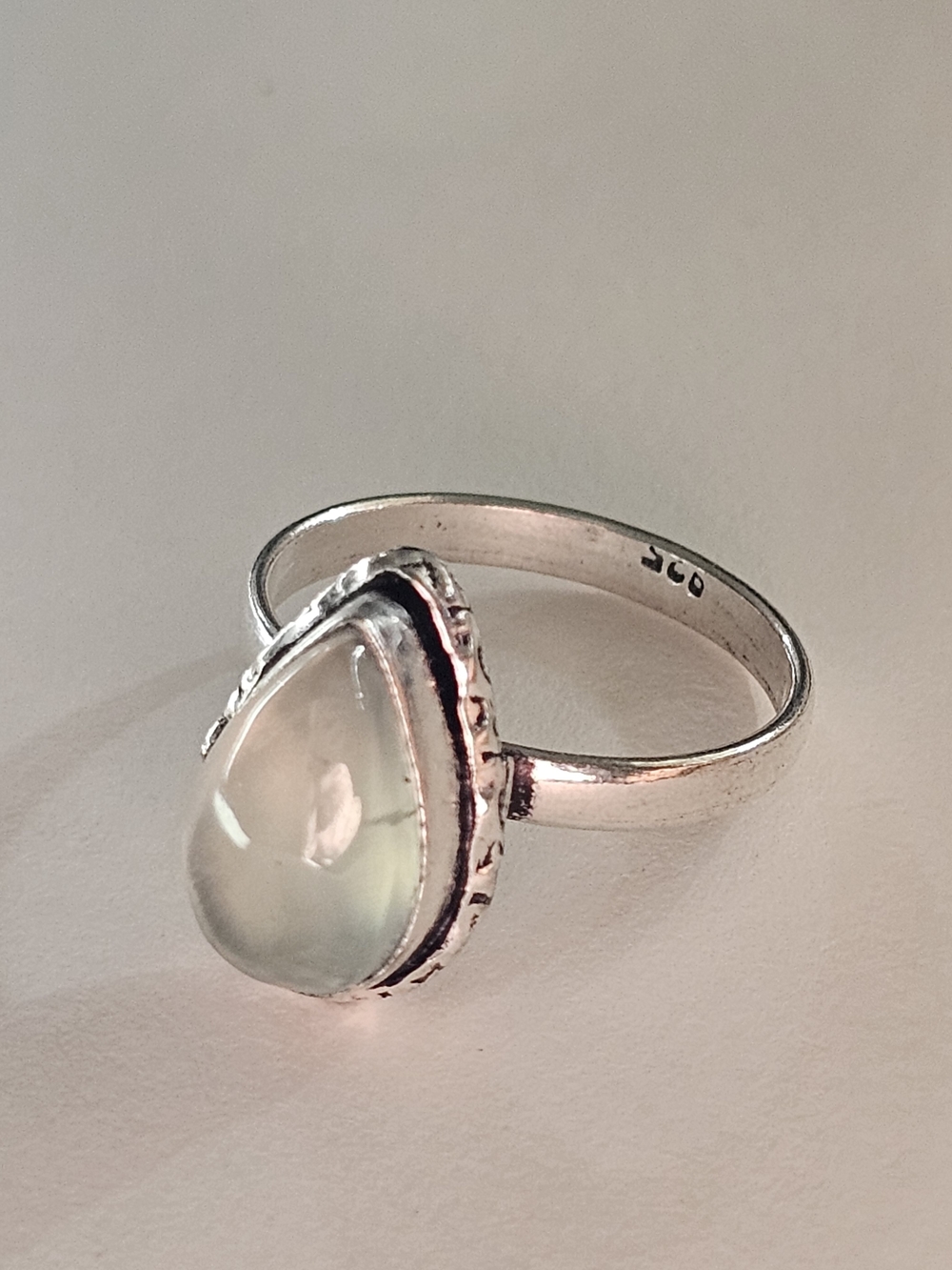 Sterling Silver Teardrop Moonstone Ring - Size 8